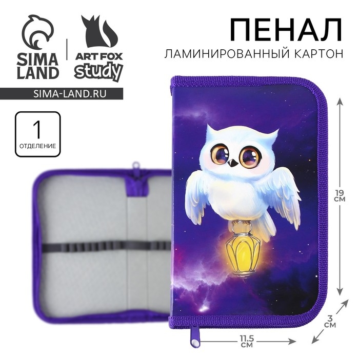 Пенал школьный 1 секция 190×115 лам.карт ПО-02 «Совушка» Пенал школьный 1 секция 190×115 лам.карт ПО-02 «Совушка»