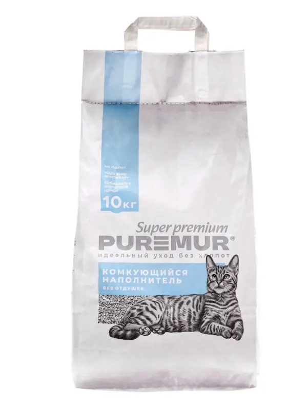 Наполнитель минеральный комкующийся PureMur Super premium 10 кг,бумажный пакет Наполнитель минеральный комкующийся PureMur Super premium 10 кг,бумажный пакет