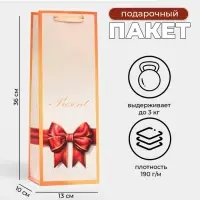 Пакет подарочный ламинированный под бутылку &laquo;Бант&raquo;,13&times;36&times;10 см