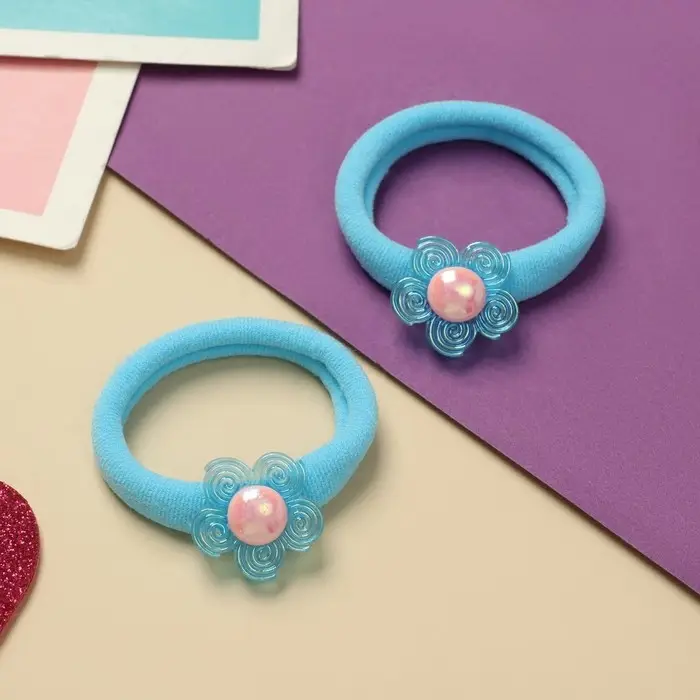 Резинка для волос  Резинка для волос "Фея" (набор 2 шт) цветочек, 4 см, голубой