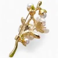 Брошь &laquo;Веточка с цветком жасмина&raquo;, с эмалью, цветная
