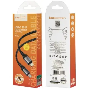 Кабель X102 HOCO Type-C на Lightning 1M 27W черный