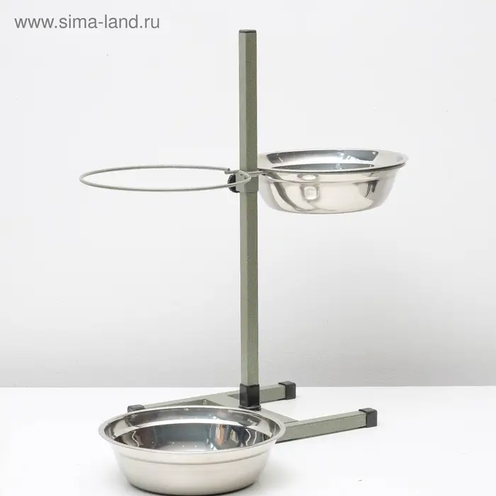 Подставка с мисками, 2&times;2.5 л, высота 60 см, разборная, зелёная