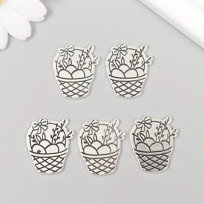 Декоративный элемент для творчества «Арт Узор. Пасхальная корзинка с вербой», 2.5×2.1 см