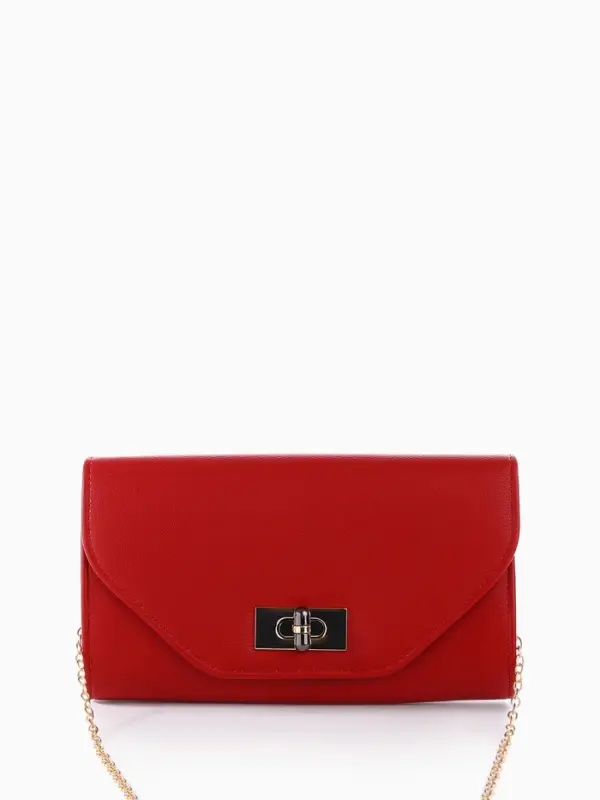 Сумка-клатч женская вечерняя на клапане, на золотистой цепочке, однотонная, бордовая