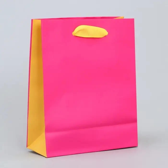 Пакет подарочный двухцветный, упаковка, «Жёлтый-розовый», S 12 х 15 х 5.5 см