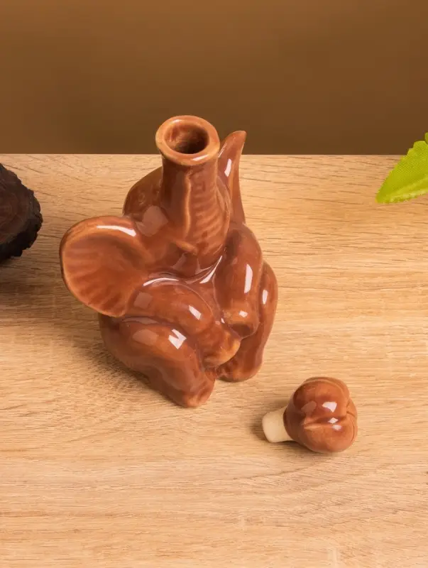 Сосуд для масла «Слон», 7.5×9.5×14 см, керамика, коричневый