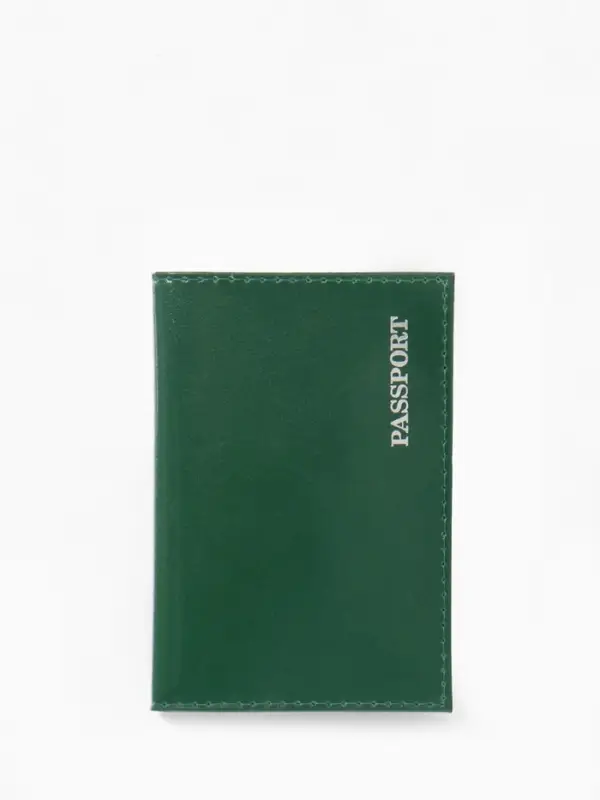 Обложка для паспорта, гладкая, тиснение серебряной фольгой, зелёная