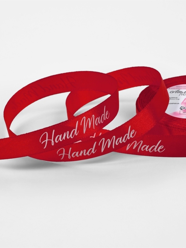 Лента атласная 15мм*25±1ярд(23м±1м) Hand Made красный №26 АУ Лента атласная 15мм*25±1ярд(23м±1м) Hand Made красный №26 АУ