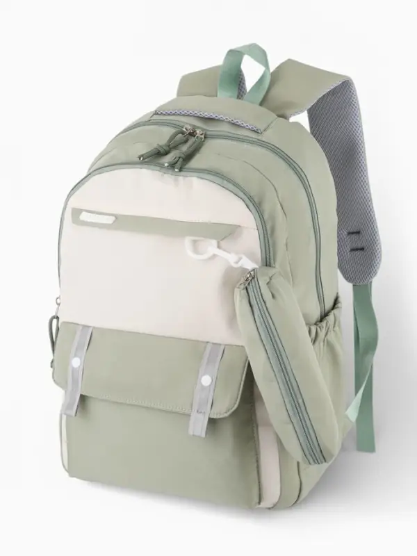 Рюкзак 31*14*44 см, 2 отд. 3 н/карм+пенал, Комби олив/бел