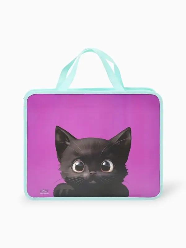 Папка для труда, А4, пластиковая, 33&times;26&times;7.5 см &laquo;Котик черный&raquo; МИКС