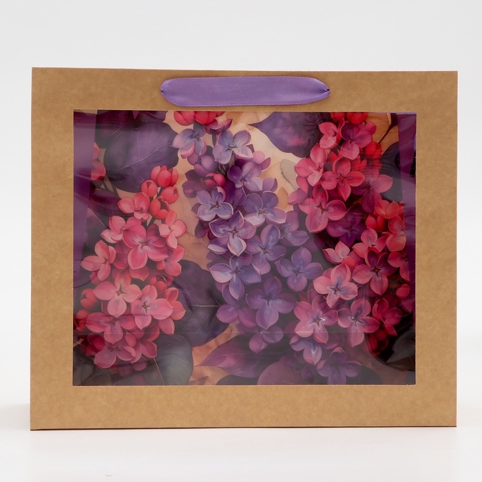 Пакет с PVC окном,  Пакет с PVC окном, "Сирень", 31 х 11 х 26 см