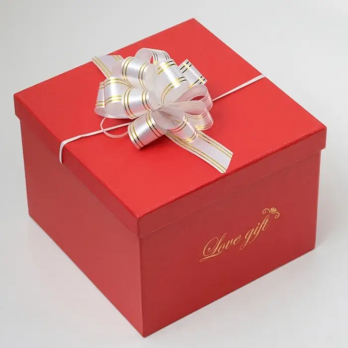 Подарочный бант - шар № 3 золотая полоса, белый, для упаковки подарков