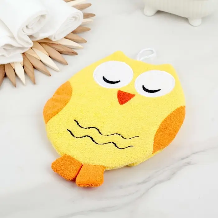 Мочалка варежка детская Доляна &laquo;Совушка&raquo;, для купания, 20 см, МИКС