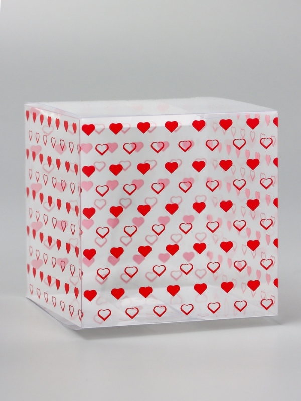 Складная коробка из PVC Складная коробка из PVC "Сердечки", 11 x 11 x 11 см 5шт
