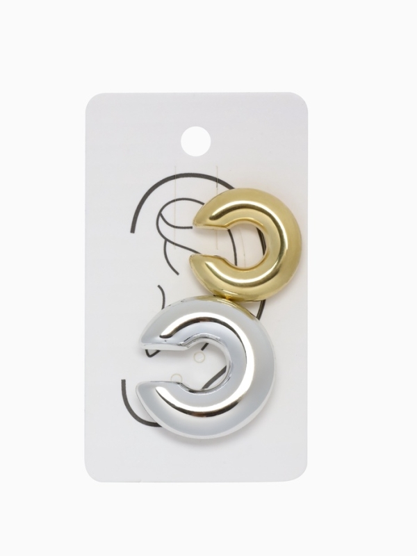 Серьги «Каффы» набор 2 шт, бублики, цвет золото с серебром