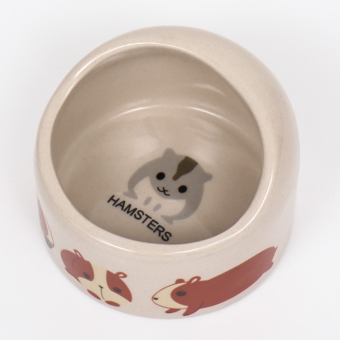 Миска керамическая Миска керамическая "Хомячки" 65мл, 6,3 х 4,5 см, бежевая с принтом