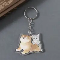 Брелок акрил двусторонний "Собачка с котёнком" 4х5х0,4 см