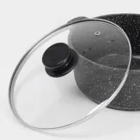 Крышка для сковороды и кастрюли Доляна, d=24 см, нержавеющий обод, пластиковая ручка, стекло, прозрачная