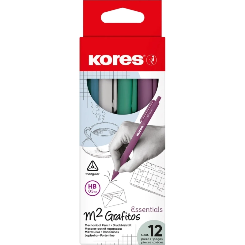 Карандаш механический Kores M2 Essential 0,5мм, прорез.корп, в асс, 99154