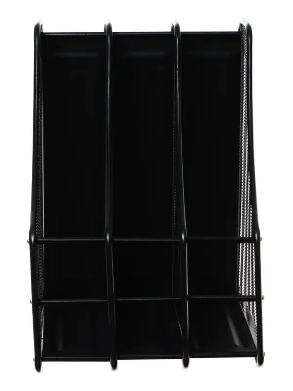 Лоток для бумаг А4, вертикальный, металлическая сетка, 3 отделения, чёрный