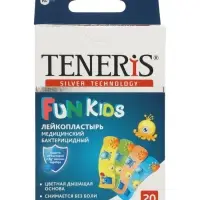 Лейкопластырь бактерицидный Teneris "Fun Kids" с ионами серебра на полимерной основе. 20 шт