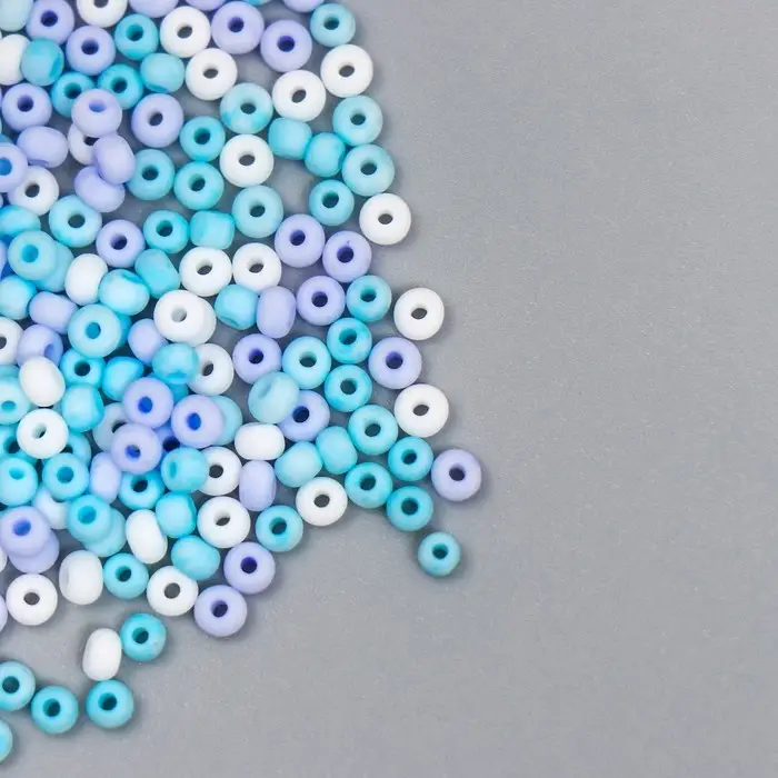 Бисер стекло 8/0  Бисер стекло 8/0 "Маршмеллоу. Матовый. Меланж. Голубой" 10 гр