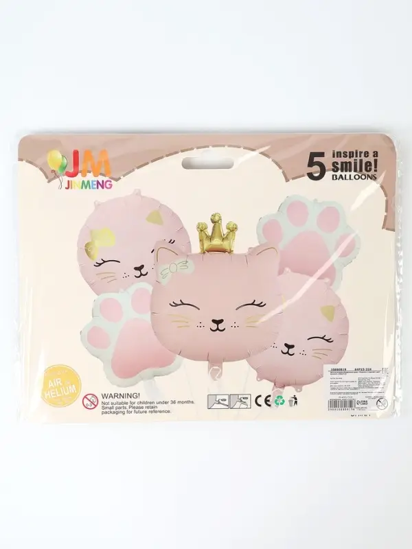 Воздушные шары &laquo;Кошечка с короной&raquo;, набор 5 шт.