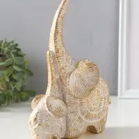 Сувенир полистоун "Слон со слонёнком. Золотые круги" 15х7х20,5 см