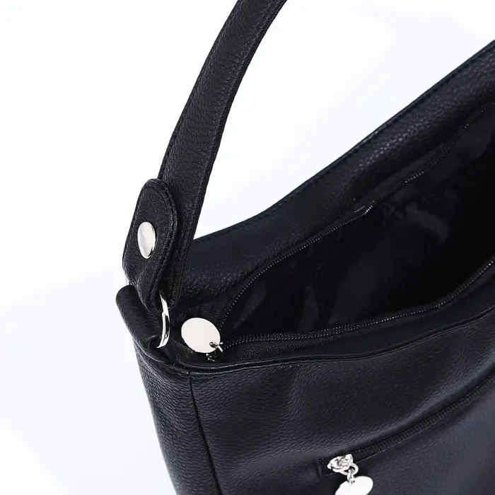 Сумка - мешок женская на молнии, 24&times;9&times;24 см, чёрная