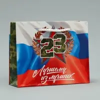 Пакет подарочный ламинированный, упаковка, «С 23 февраля», S 15 х 12 х 5.5 см