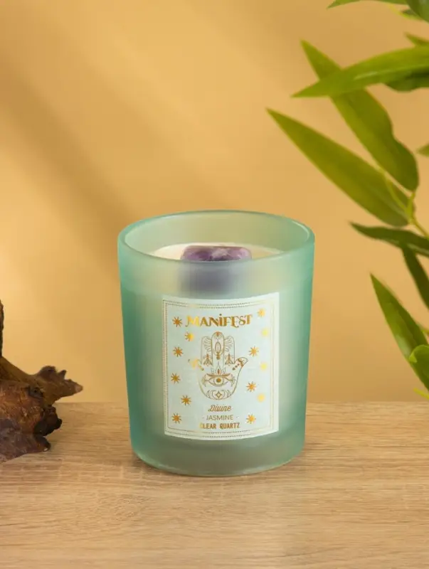 Свеча в стекле с камнем Manifest жасмин 200 гр соевый воск Свеча в стекле с камнем Manifest жасмин 200 гр соевый воск