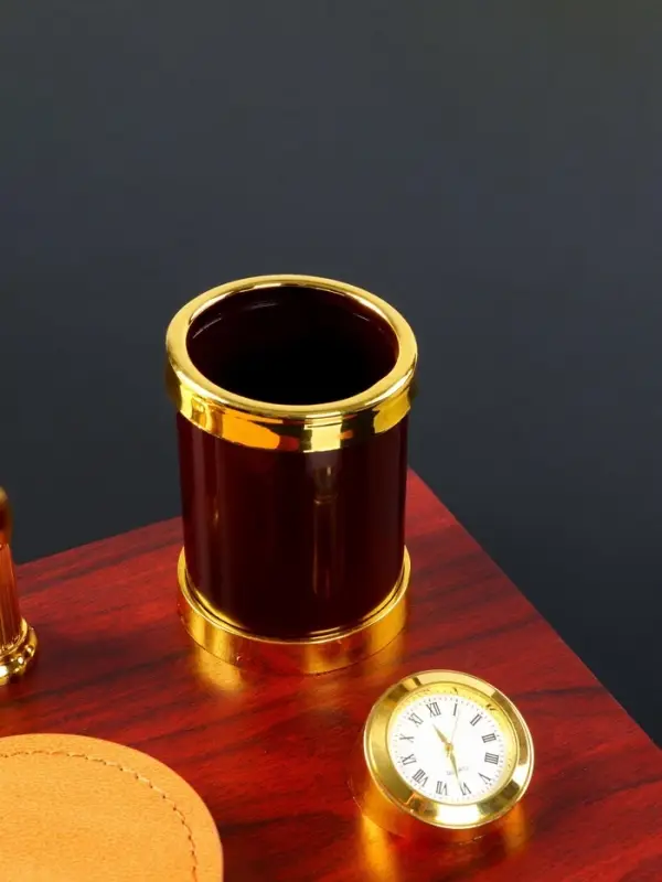 Набор настольный 4 в 1, органайзер с визитницей, красное дерево