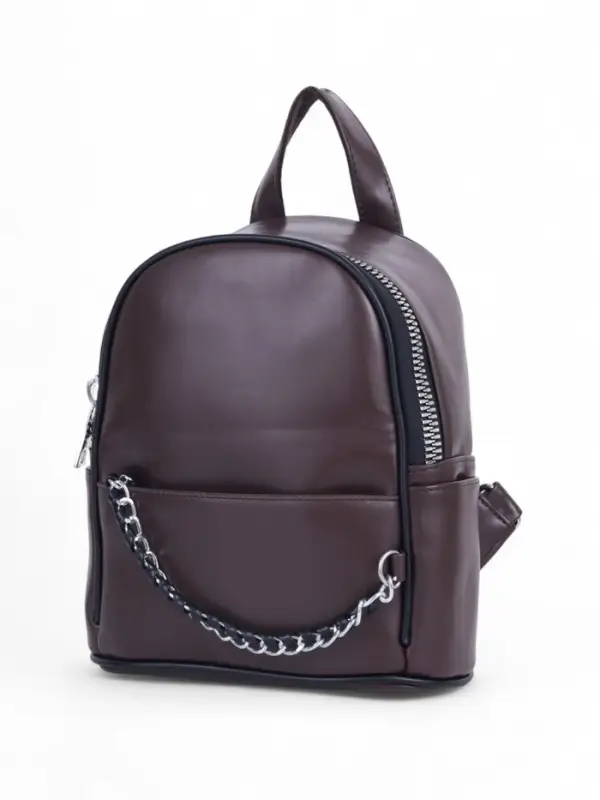 Рюкзак-мини женский на молнии, с карманом, размер 21&times;12&times;27 см, коричневый