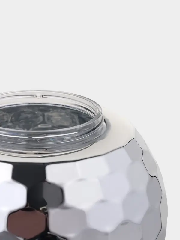 Стакан с крышкой и трубочкой Доляна &laquo;Сияние&raquo;, 600 мл, 11&times;11&times;10.5 см, серебристый