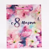 Пакет подарочный ламинированный, упаковка, &laquo;С 8 марта&raquo;, ML 21&times;25&times;8 см