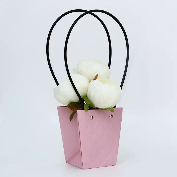 Сумка для цветов тиснение пудра влагостойкая, 12&times;12 - 8&times;8 - 12.5 см