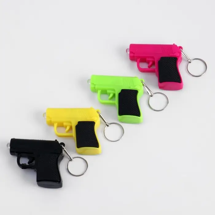 Фонарик брелок для ключей на кольце «Пистолет», 3×AG3, МИКС