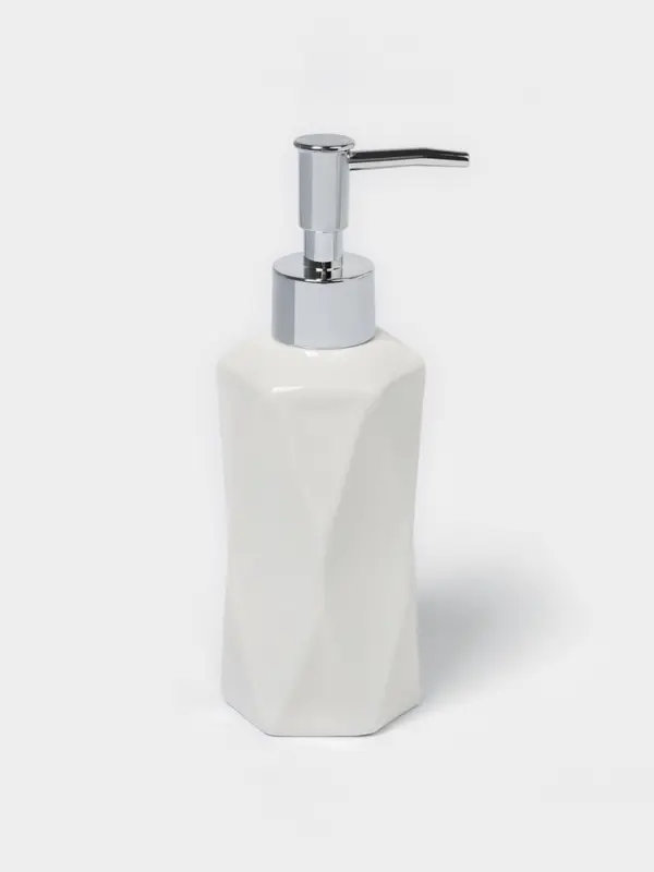 Набор аксессуаров для ванной комнаты Доляна &laquo;Геометрия&raquo;, 4 предмета, дозатор, мыльница, два стакана, белый