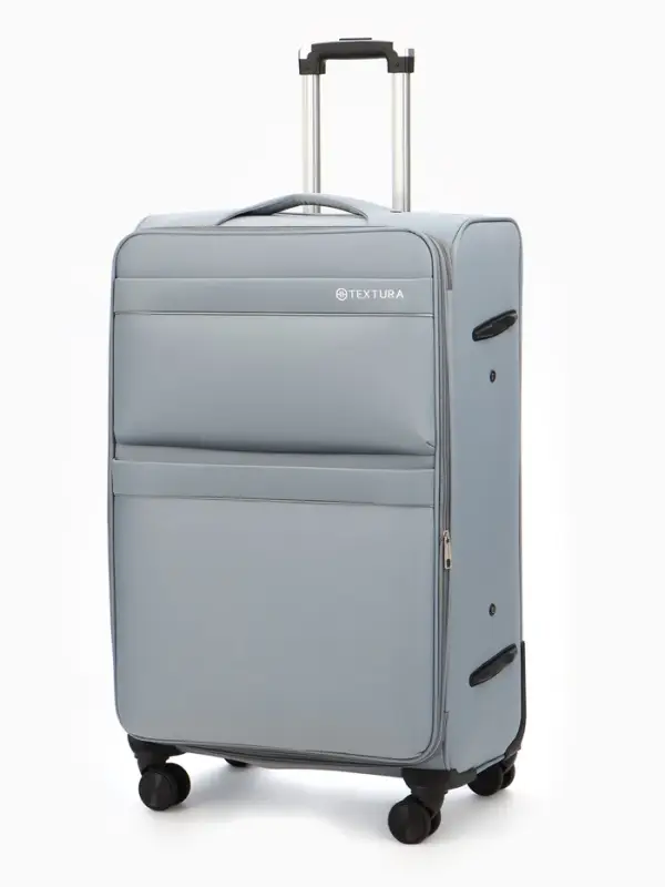 Чемодан 28",Текст,47*30*78,отд на молнии,2 нар/карм, увелич,код замок,4 колеса, т.серый