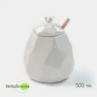 Ёмкость для мёда BellaTenero &laquo;Пчёлка&raquo;, 500 мл, 9.5&times;13 см, с ложкой, фарфор, белая
