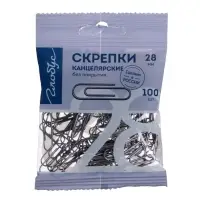 Скрепки канцелярские GLOBUS, 28 мм, 100 шт., без покрытия, флоу-пак