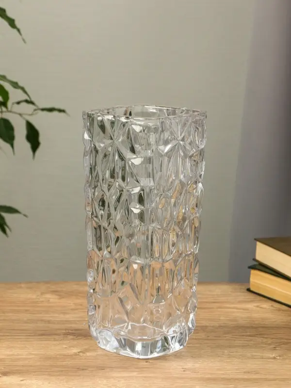 Ваза стекло настольная  Ваза стекло настольная "Эдисон" лучики, 29х12 см, прозрачный