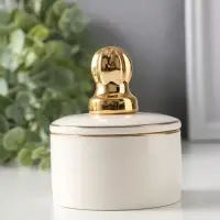 Шкатулка керамика с золотой линией "Королевская пешка" 7х7х8,5 см