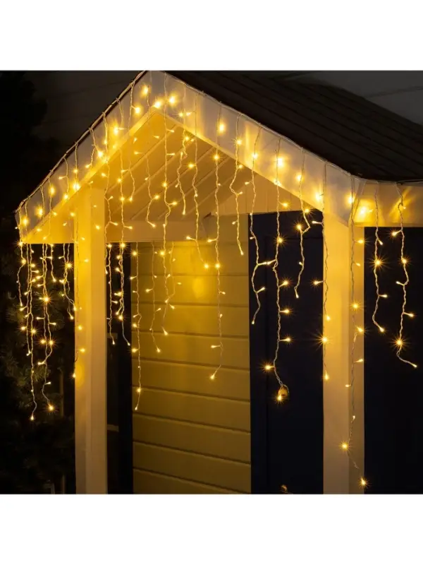 Гирлянда &laquo;Бахрома&raquo; 3&times;0.9 м, IP44, УМС, белая нить, 232 LED, свечение тёплое белое, 220 В