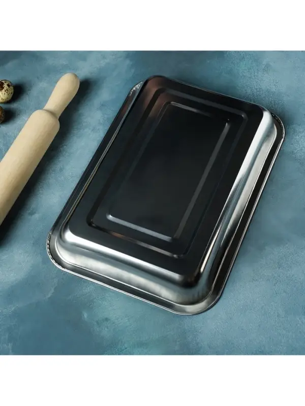 Противень, 36&times;27&times;4 см, нержавеющая сталь, хромированный