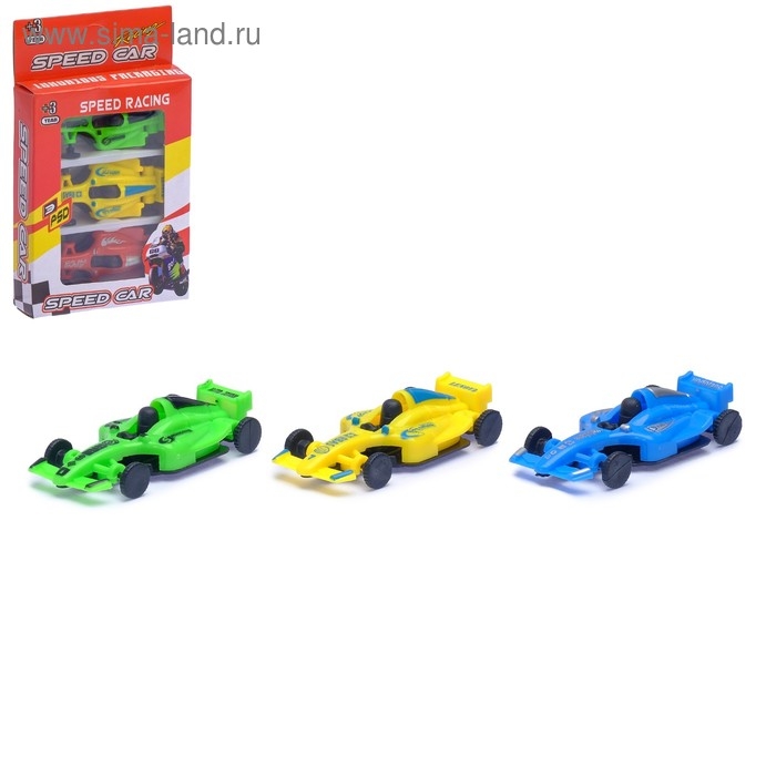 Машина «Гоночный болид», набор 3 шт., МИКС Машина «Гоночный болид», набор 3 шт., МИКС