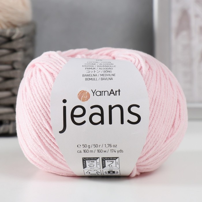 Пряжа Пряжа "Jeans" 55% хлопок, 45% акрил 160м/50гр (18 нежно-розовый)