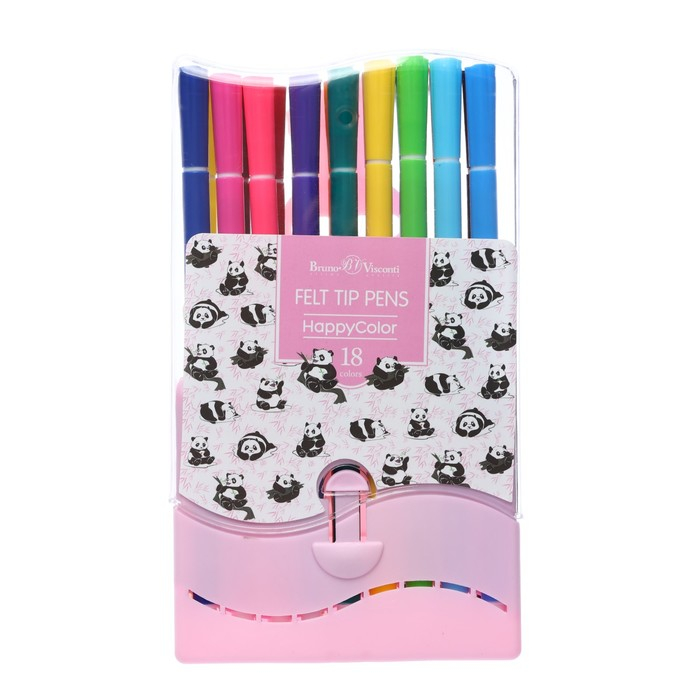 Фломастеры 18 цветов HappyColor, на водной основе, в пластиковом пенале, МИКС Фломастеры 18 цветов HappyColor, на водной основе, в пластиковом пенале, МИКС