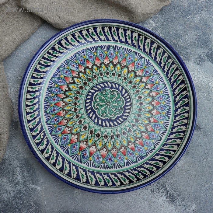 Ляган Риштанская Керамика  Ляган Риштанская Керамика "Узоры", 36 см, синий